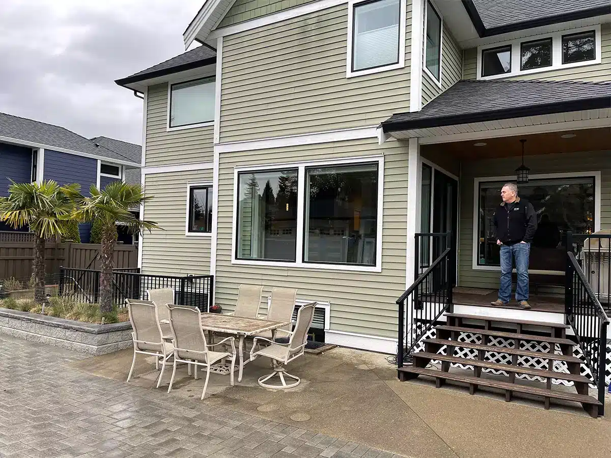 Before shot of a composite deck building project in Langley